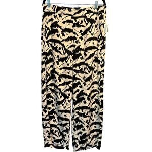 NWT Old Navy Size Large Animal Print Trouser Pants Palazzo Pants Black White